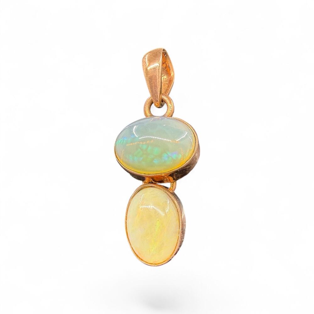 Natural Ethiopian Welo Opal Pendant Solid Copper Handmade Artisan Shooting Stars